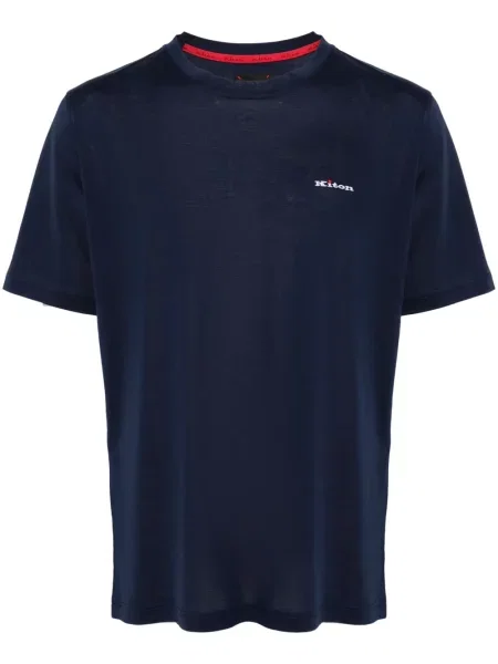 Tricou Kiton cu broderie albastru