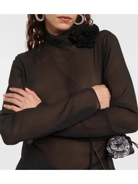 Bluză Magda Butrym de mătase cu model floral negru