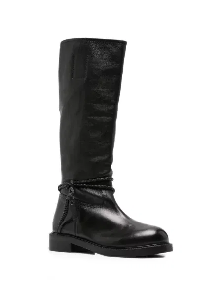 Botine Zolfo din piele țesuți cu bretele negru