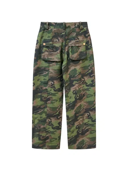 Pantaloni Weili Zheng cu imagine cu model camuflaj verde