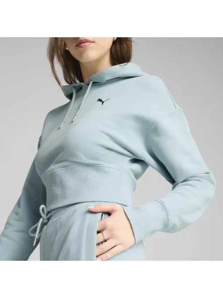 Bluza z kapturem PREMIUM ESS o luźnym kroju z grafiką zielona