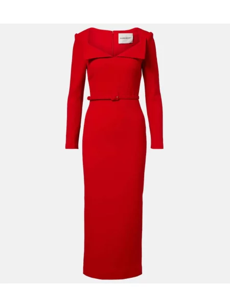 Rochie midi Roland Mouret de lână până la genunchi de costum roșu