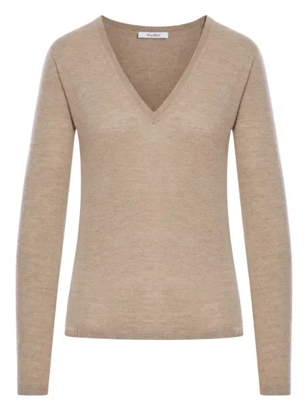 Pulover Max Mara cu decolteu în V maro