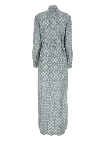 Rochie tip cămașă Prada cu imagine cu imprimeu geometric de costum albastru