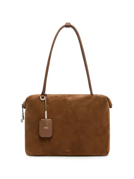 Geantă shopper Max Mara din piele de căprioară maro