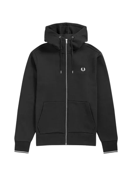 Mikina na zips Fred Perry s kapucňou čierna