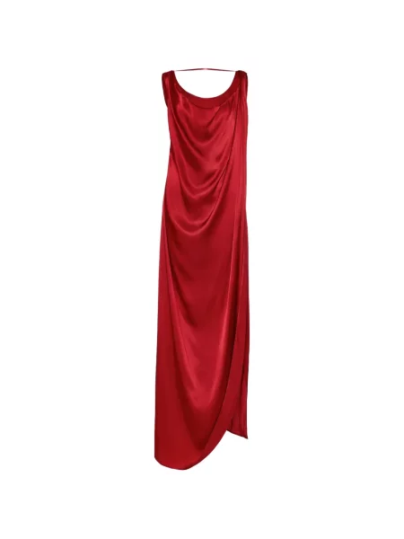Rochie maxi Maison Margiela din satin drapată roșu