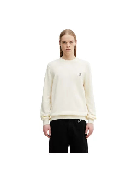 Fred Perry Sweter Z Piki weiss beżowy