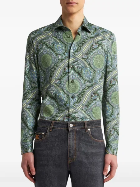 Raštuota marškiniai Etro su paisley raštu žalia