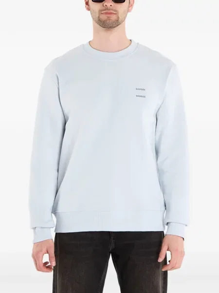 Hanorac crewneck Samsøe Samsøe cu imagine cu decolteu rotund albastru