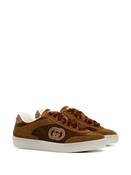 Sneakerși Gucci de catifea maro