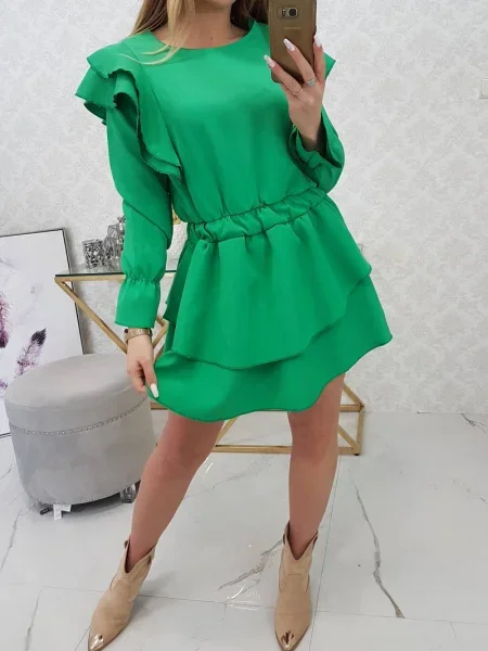 Rochie Kesi cu volane de costum verde