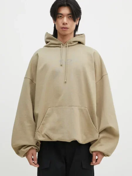 Кофта VETEMENTS Oval Logo Cropped Boxy з капюшоном з принтом бежевий