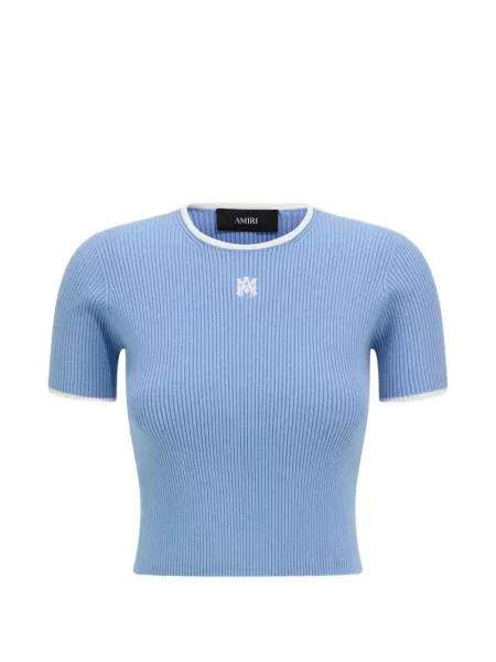 Tricou Amiri cu broderie albastru