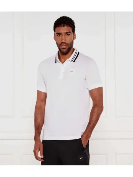 BOSS GREEN Polo Paddy Rib alb