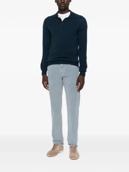 Pantaloni Incotex de catifea cord albastru