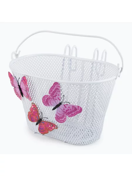 Coș pentru animale de companie cu sistem de fixare pe ghidon Basil Junior Jasmin Butterfly alb