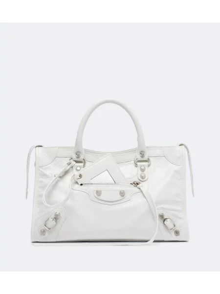 Top Balenciaga din piele alb