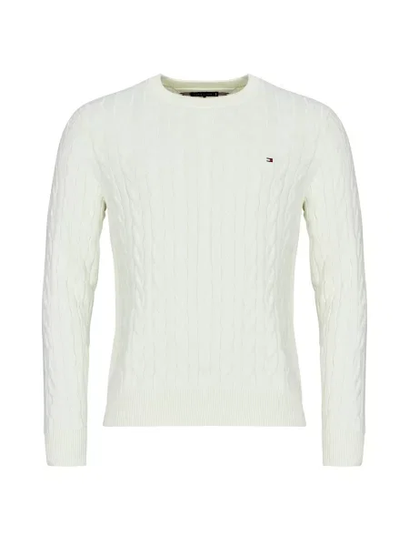 Klasičen pulover Tommy Hilfiger zajemalni vrat bež