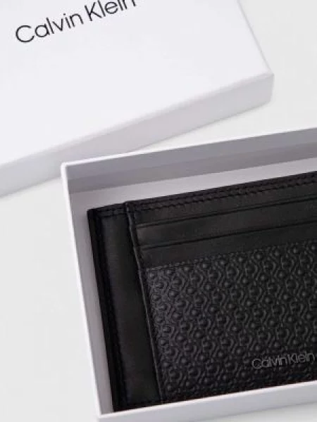 Bőr pénztárca Calvin Klein fekete