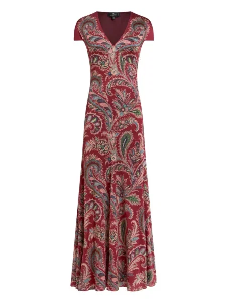 Rochie maxi Etro cu imagine cu model paisley scurtă roșu