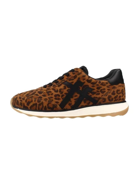 Sneakerși Fitflop din piele de căprioară cu model leopard retro