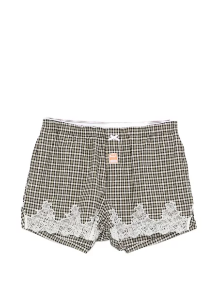 Kostkované krajkové kraťasy Martine Rose černé