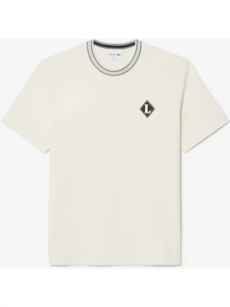 Koszulka Lacoste French Made Badge Accent krótki rękaw czarna XS biała