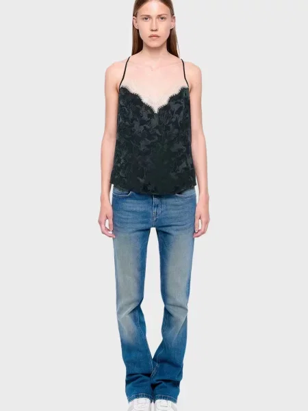Шовковий топ Zadig&voltaire з принтом чорний