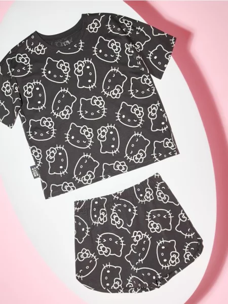 Sinsay Dvoudílné pyžamo Hello Kitty šedá