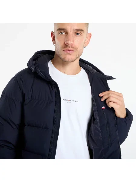 Bunda Tommy Hilfiger s kapucňou modrá