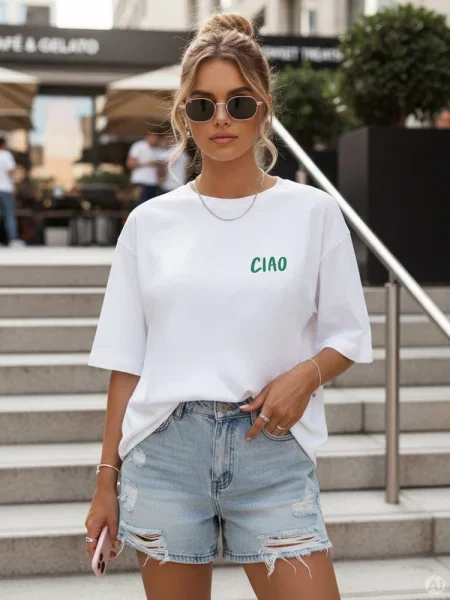 T-shirt oversize z nadrukiem CIAO Dstreet biały