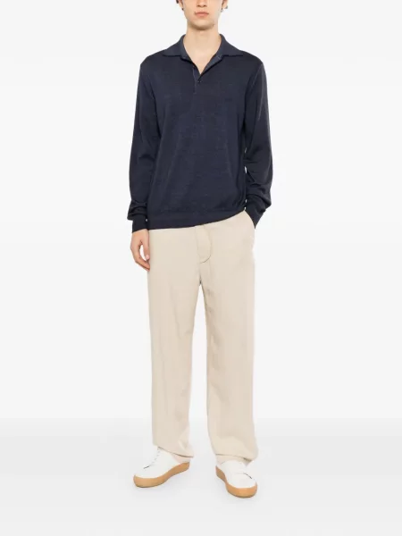 Lung tricou polo 120% Lino albastru