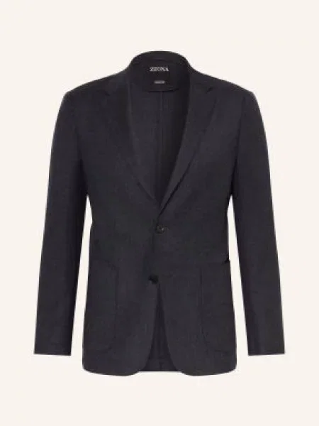 Zegna Flanelové Sako Extra Slim Fit tmavě šedá
