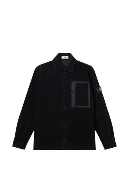 Cămașă Stone Island de catifea cord cu strasuri negru