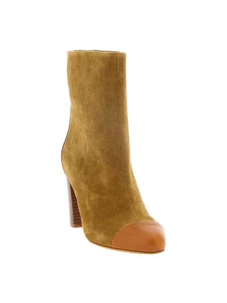 Buty do kostki Odissì skórzane w grochy beżowe