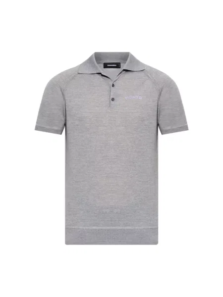 Koszulka polo Dsquared2 wełniana z logo szara