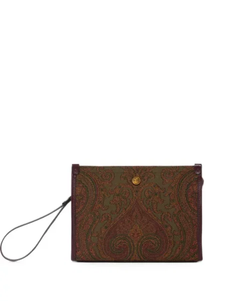 Geantă Etro cu model paisley din jacard verde