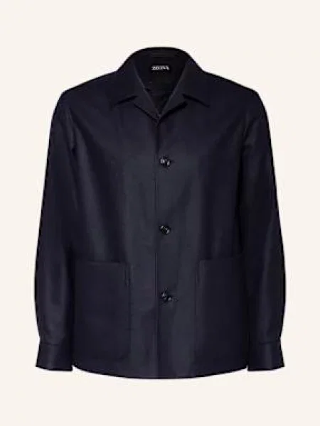 Zegna Vlněný Kabát tmavě modrá