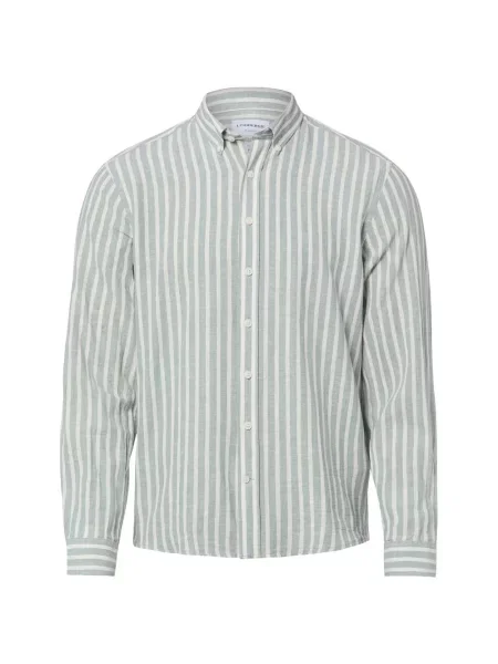 Lindbergh koszula casual z zawartością lnu Mężczyźni Regular Fit zielony|biały w S biała