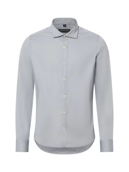 Finshley & Harding Koszula Mężczyźni Slim Fit jednolity S szary
