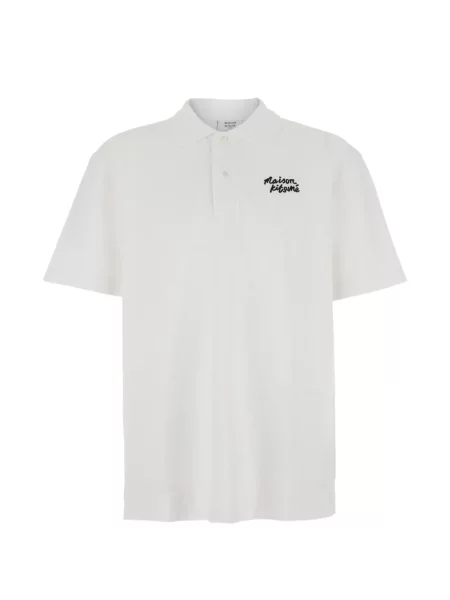 Tricou polo Maison Kitsune cu broderie alb