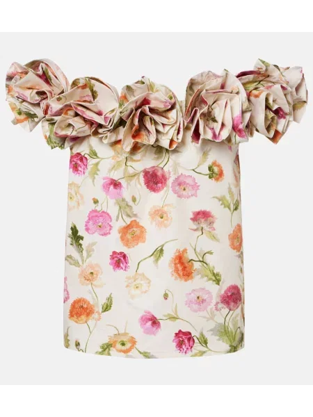 Top Carolina Herrera cu model floral alb