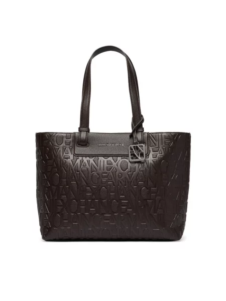 Shopperka Armani Exchange skórzana brązowa