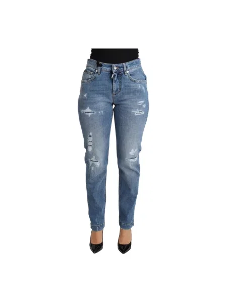 Talia jeansy skinny Dolce And Gabbana z wysoką talią niebieskie