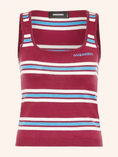 Dzianinowy top Dsquared2 na ramiączkach czerwony
