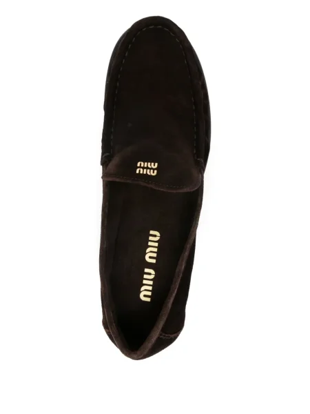Pantofi loafer Miu Miu din piele de căprioară maro
