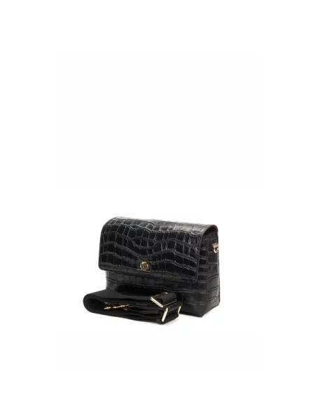 Сумка зі зміїним принтом Estro чорна