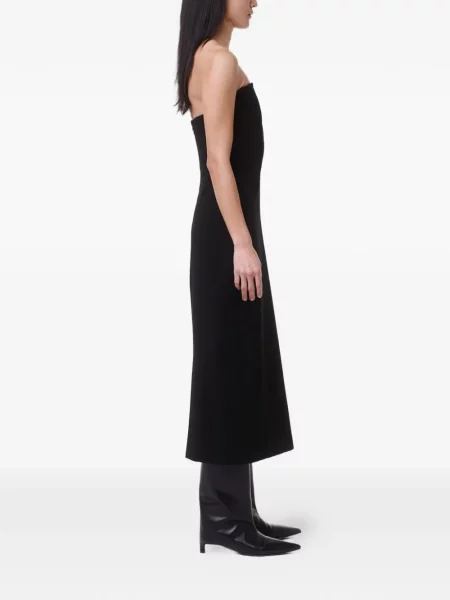 Rochie midi Another Tomorrow fără bretele negru