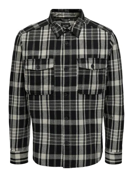 Only & Sons Cămașă MILO gri deschis / negru / alb
